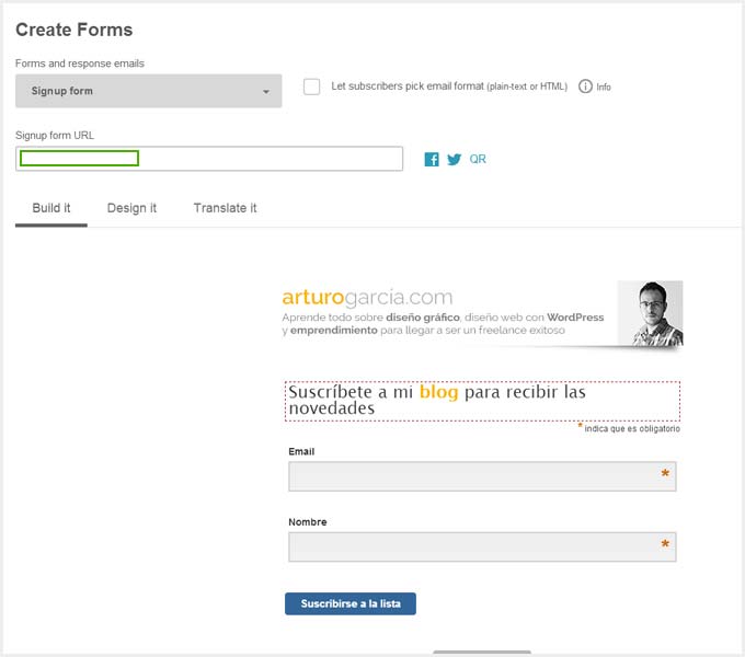 La parte marcada con el recuadro verde es donde se muestra la url acortada.